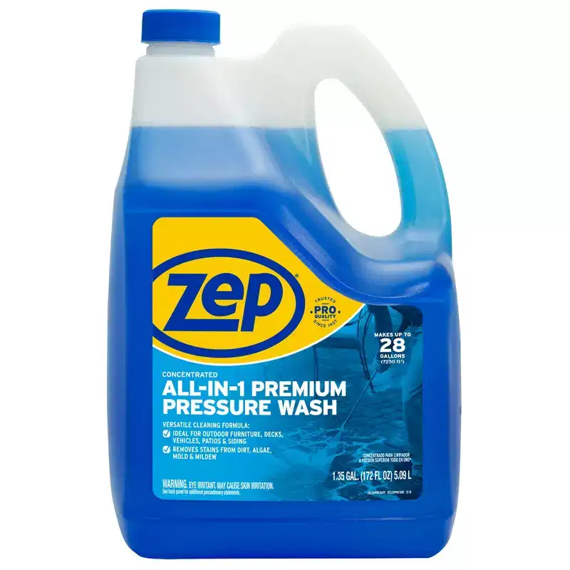 Zep All-In-1 Pressure Wash Cleaner  Cleans Outdoor Surfaces  1.35 Gallon