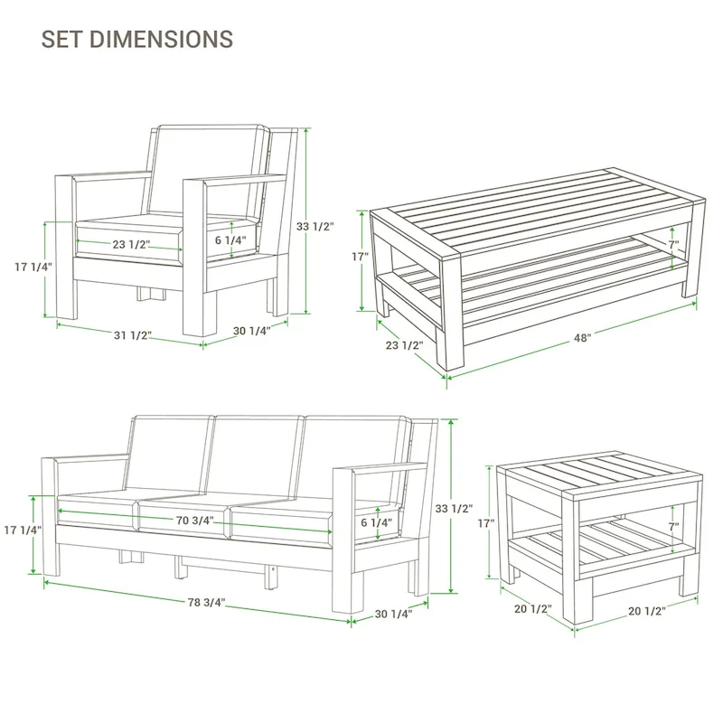 Cambridge Casual Logan 5-Piece Teak Patio Conversation Set with Sunbrella Cushion