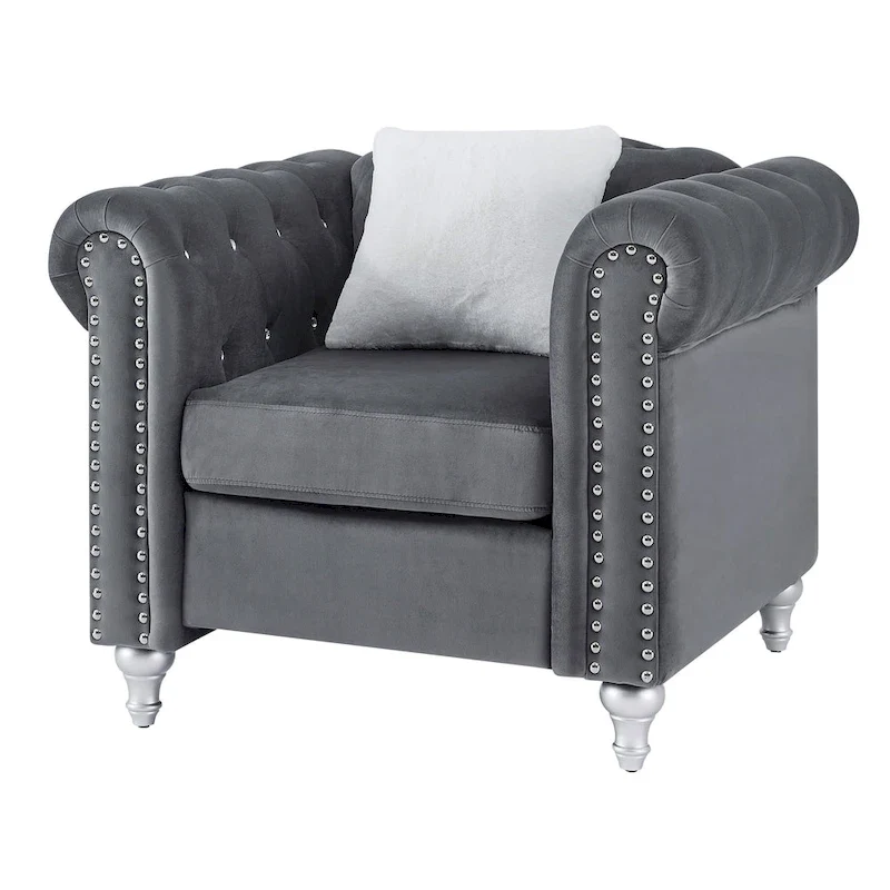 Velvet Crystal Accent Chair