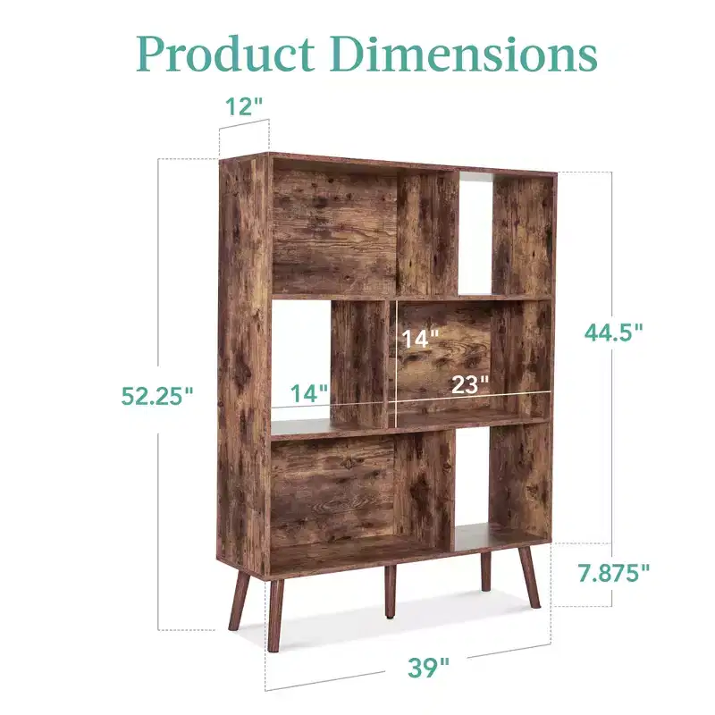 Best Choice Products 3-Tier Mid-Century Modern Wooden Bookcase w/ Removable Back Panels, Offset Pine Legs