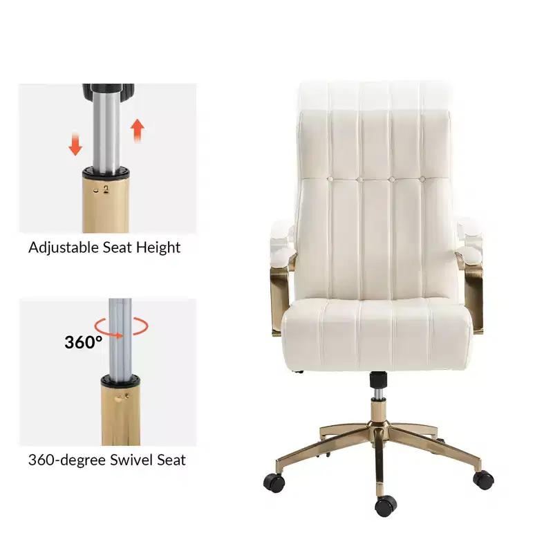 Siivio Modern Leather Swivel Tilting Office Chair with Channel Tufted|HULALA??HOME
