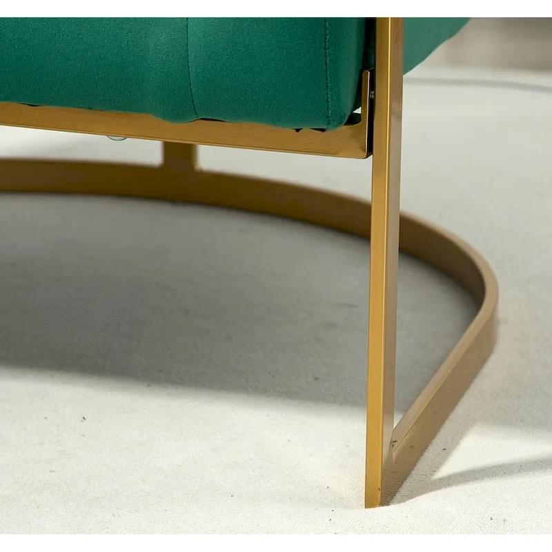 Velvet Accent Armchair with Gold Metal Frame