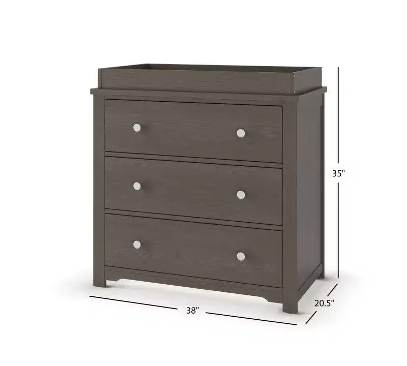 Child Craft Scout 3-Piece Nursery Set with 4-in-1 Convertible Crib, Dresser with Changing Table Topper, and Cozy Glider