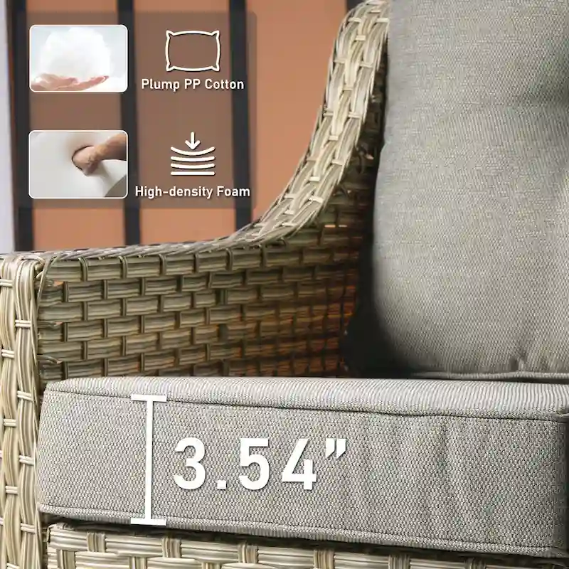 HOOOWOOO 6-piece Wicker Furniture Patio Loveseat Sofa Conversation Set with Swivel Chair