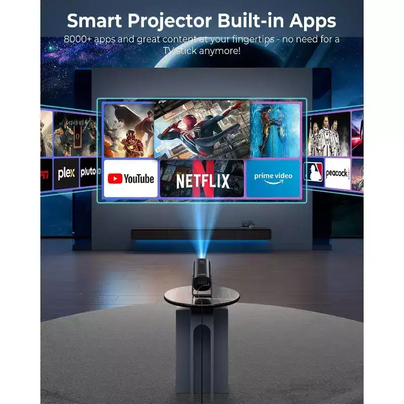CLOKOWE Mini Projector, 4K 1080P Support projector with wifi and bluetooth,with Android TV OS & 8000+APPS for Phone/TV Stick/Laptop/HDMI