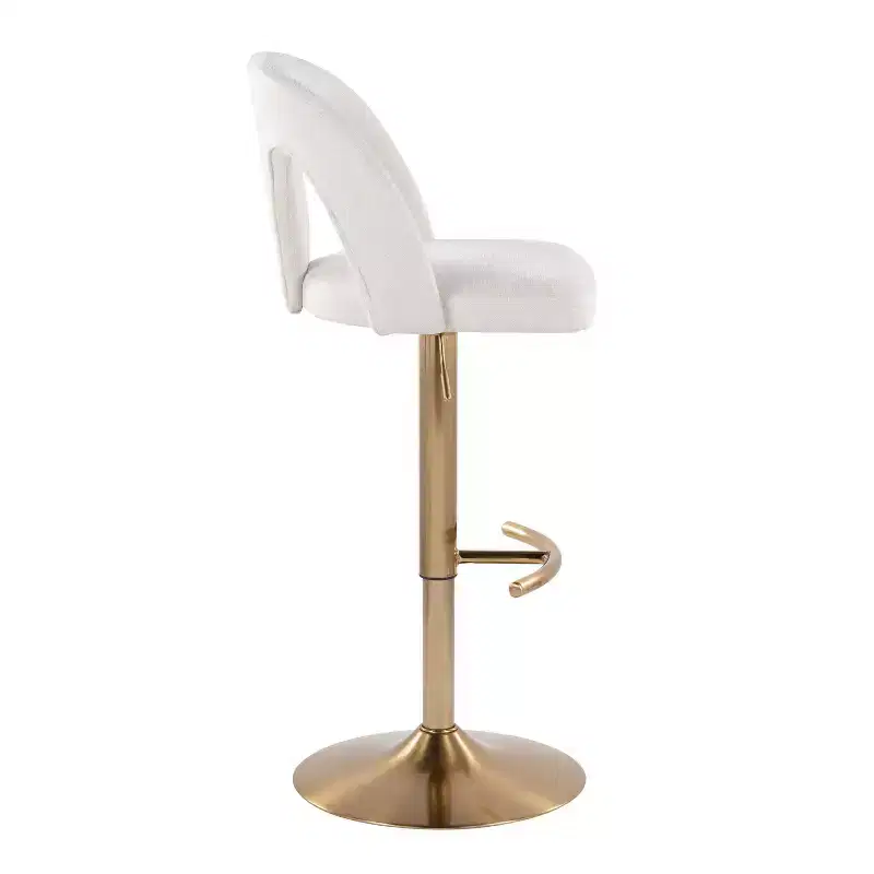 LumiSource Set of 2 Ava Adjustable Barstools Gold/White Fabric