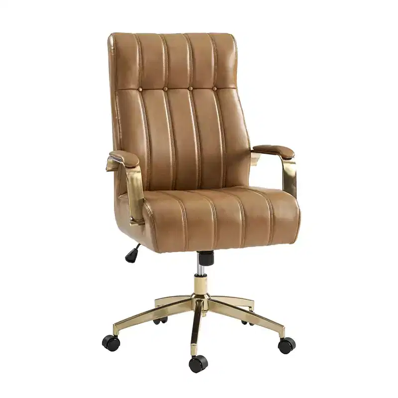 Siivio Modern Leather Swivel Tilting Office Chair with Channel Tufted|HULALA??HOME