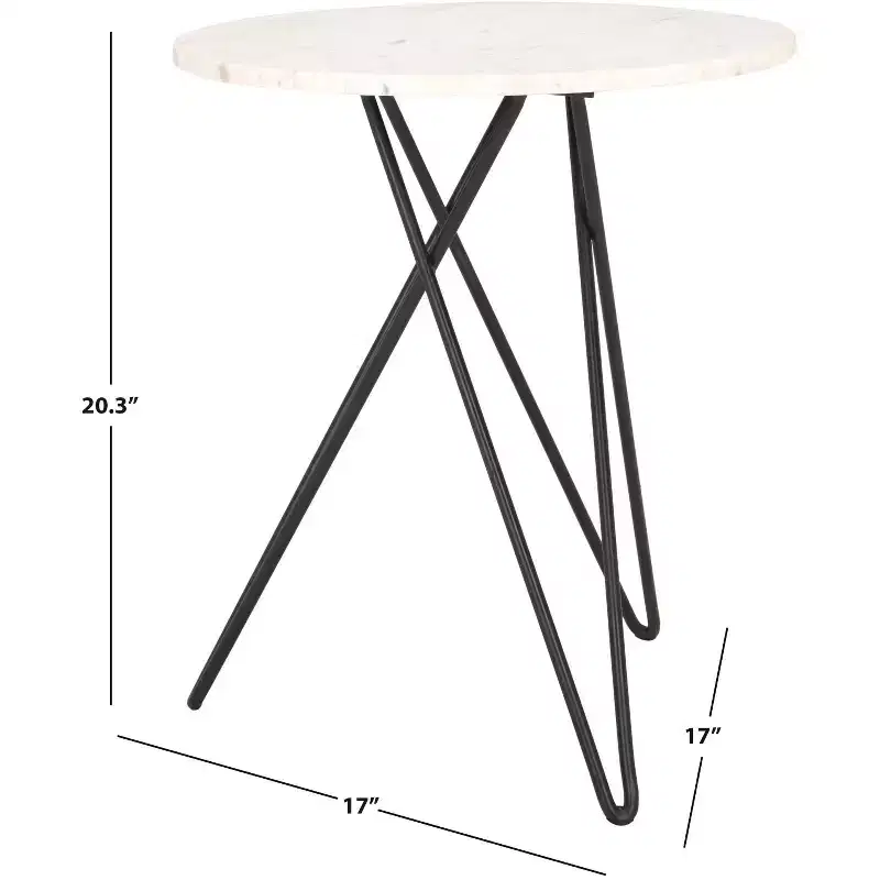 Cade Marble Side Table - ACC3713A - White Marble/Black - Safavieh
