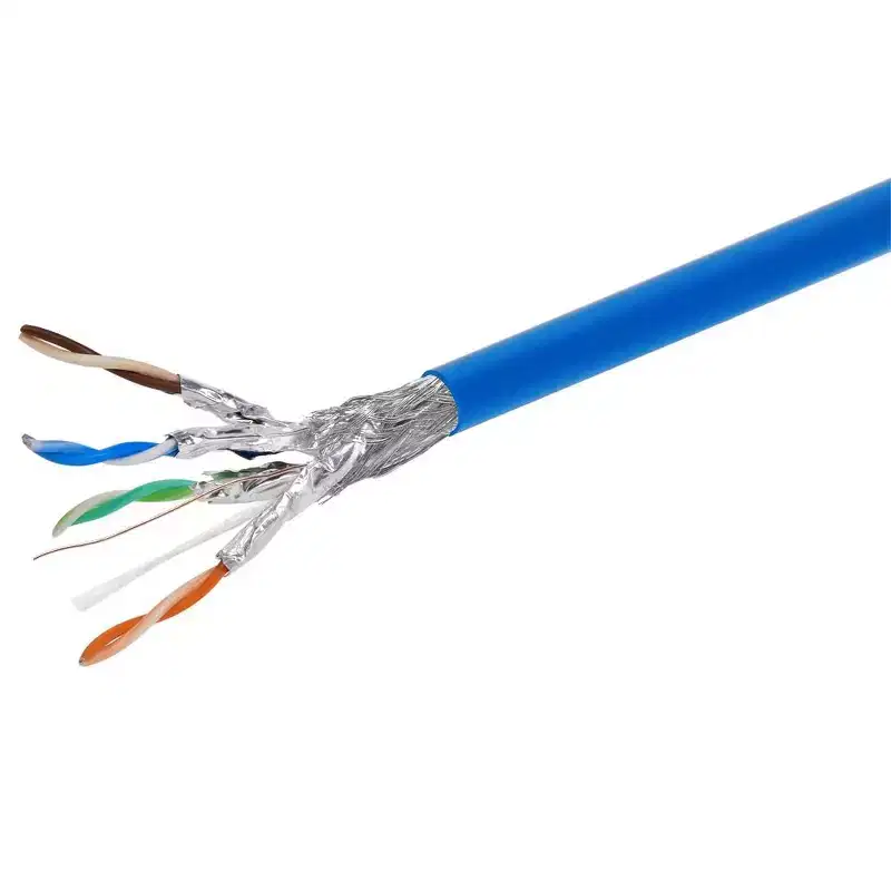 Monoprice Cat8 Network Cable - 250 Feet Bulk - Blue | 2GHz, S/FTP Shielded, Solid, 22AWG, 40G, Bare Copper, For Ethernet Switch, Modem, Router -