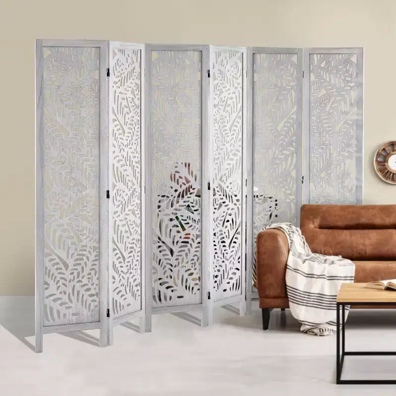 VEVOR Wood Room Divider, 6 Panel Wood Folding Privacy Screen, 66.9 Inches Tall Indoor Carved Partition Divider, Portable Decoration Screen