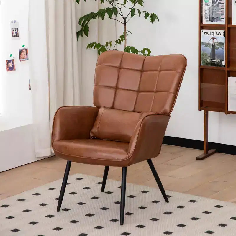 White High-Back Bonded Leather Chair, Metal Legs, for Home & Office