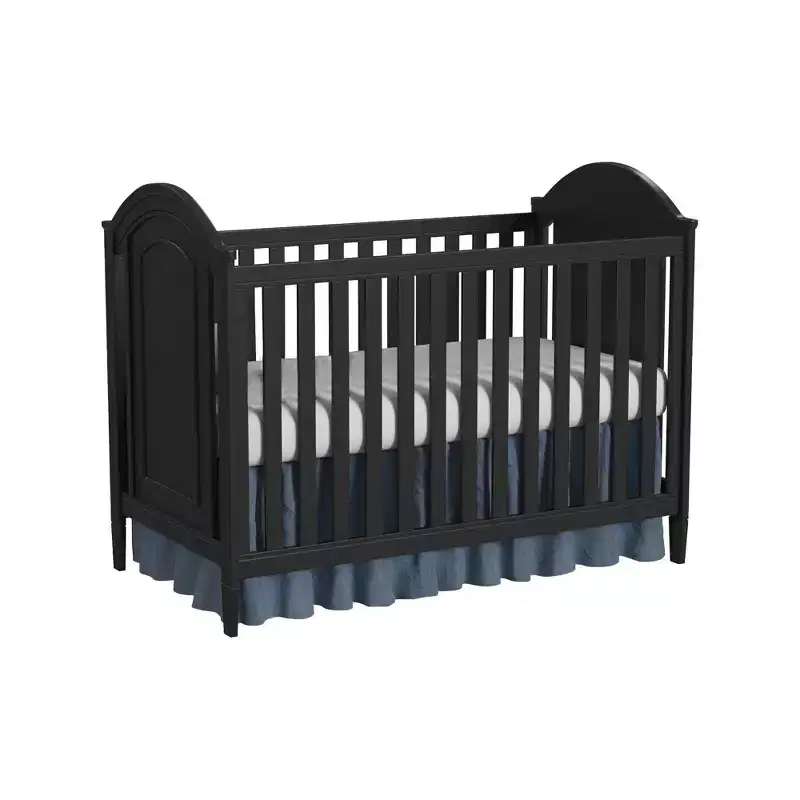Harper Cottage Crib — Classic Wood Frame, Black Finish, ASTM Certified
