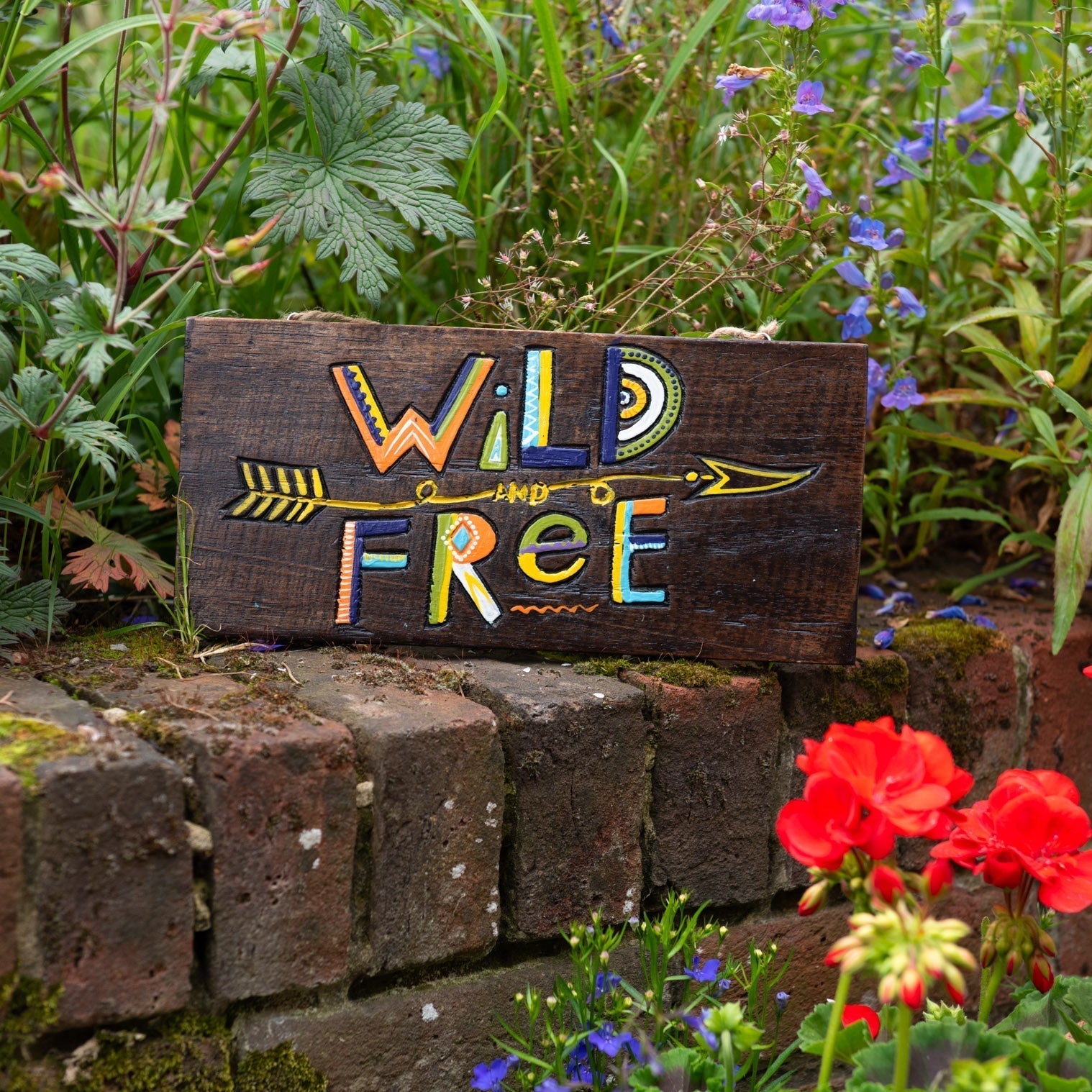 Wild and Free, Hand-Painted Wood Hanging Plaque