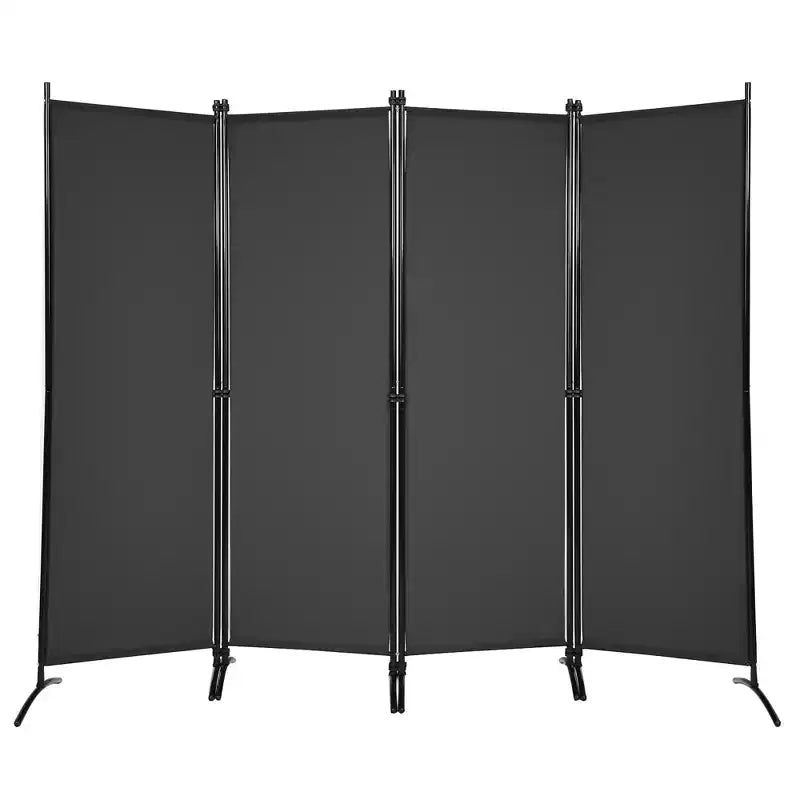 4-Panel 5.6ft Room Divider Folding Fabric Privacy Screen with Steel Frame White/Black/Brown
