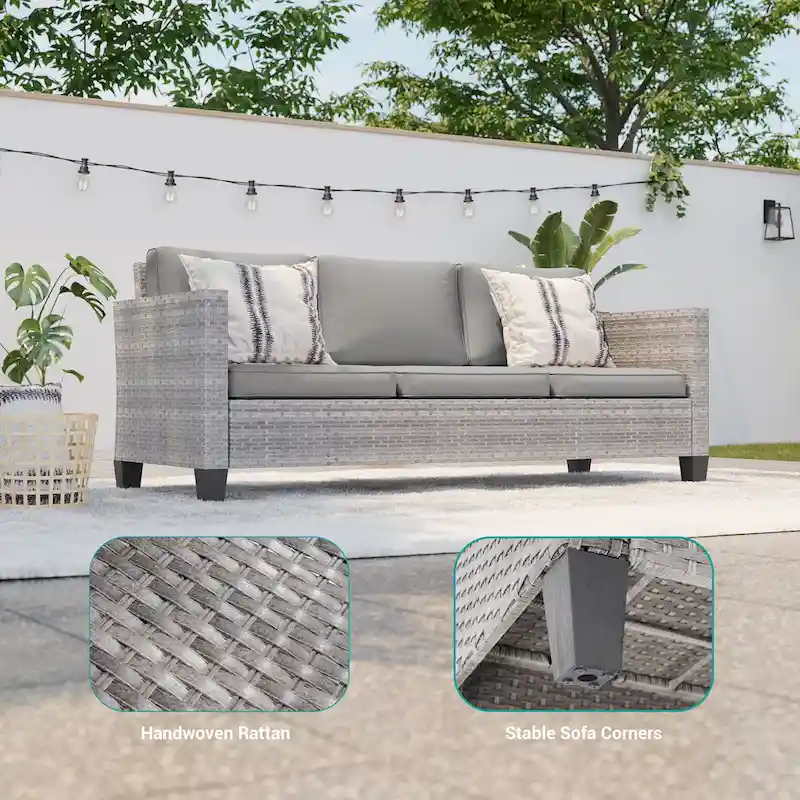 LIVOOSUN 8Pcs Patio Rocking Swivel Chair Sectional Brown Wicker Ottoman Sofa Set