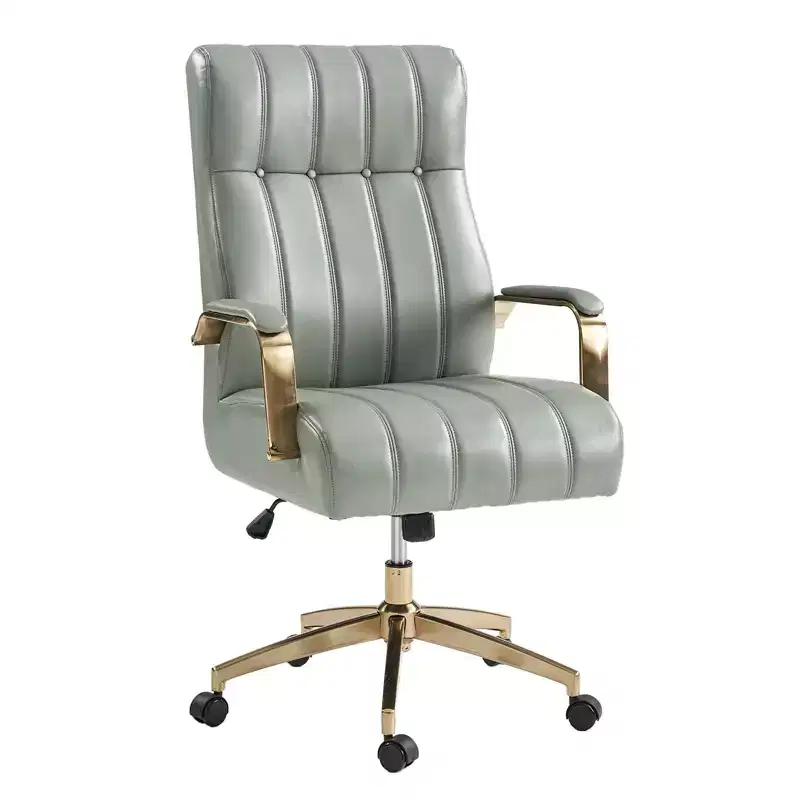 Siivio Modern Leather Swivel Tilting Office Chair with Channel Tufted|HULALA??HOME