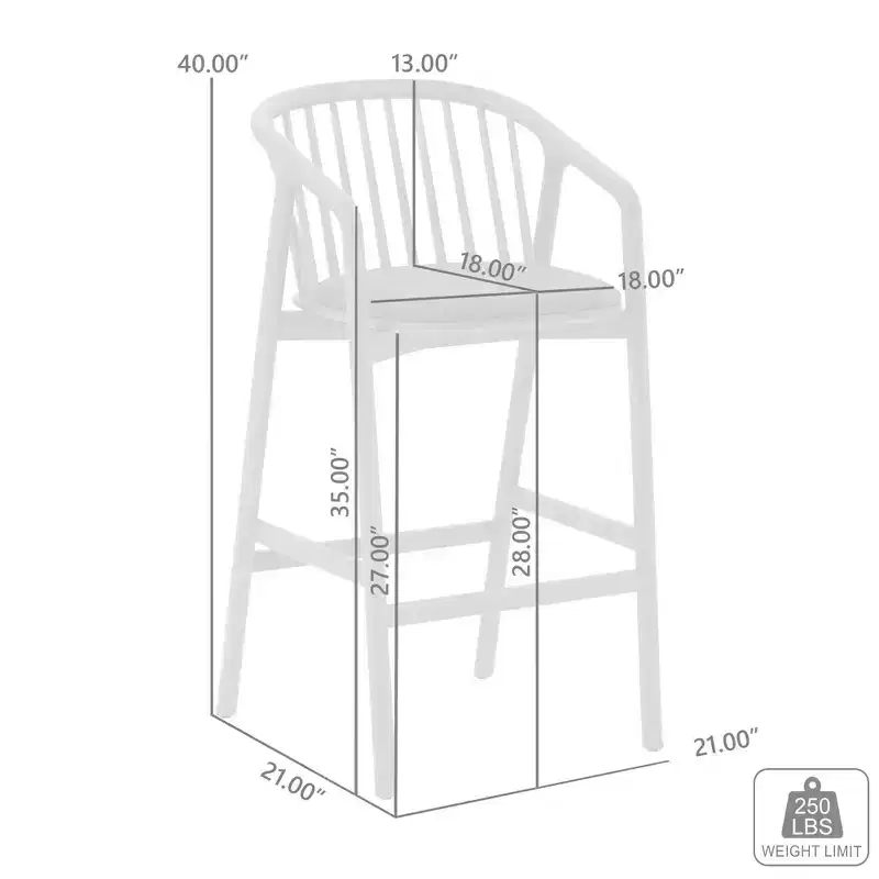 Armen Living Echo Wood and Faux Leather Barstool