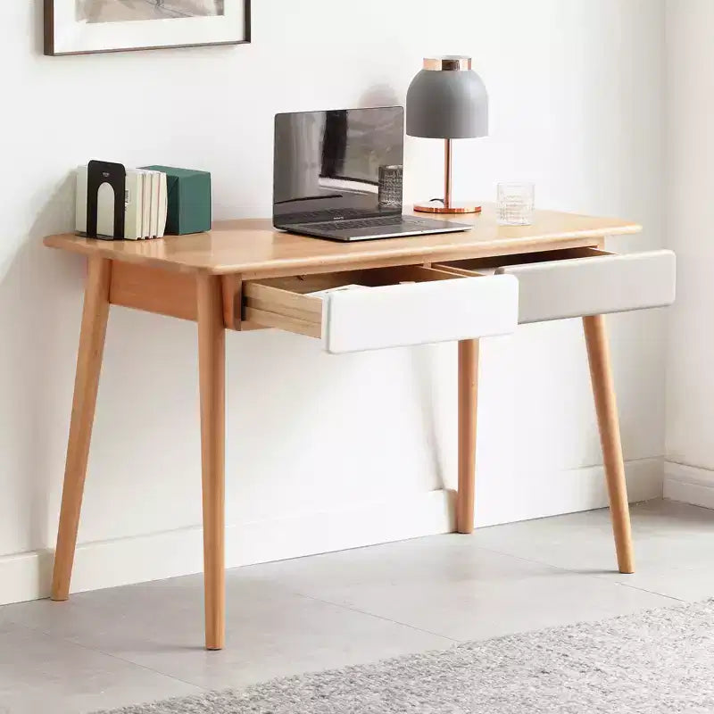 GDFStudio Deirdre 47.24 W Beech Wood Splayed Legs Computer/Writing Desk with 2 Drawers