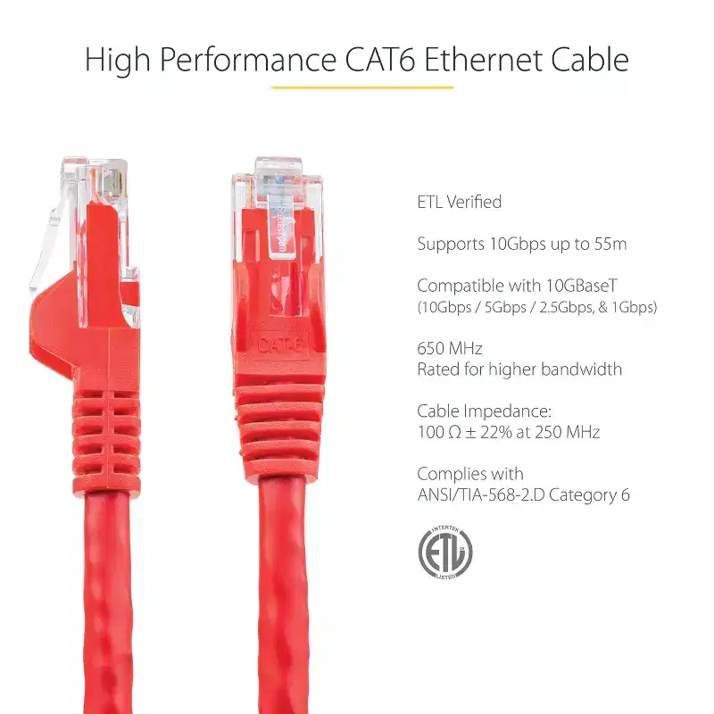 StarTech.com 5ft Red Cat6 Patch Cable - N6PATCH5RD Data and Networking Cables