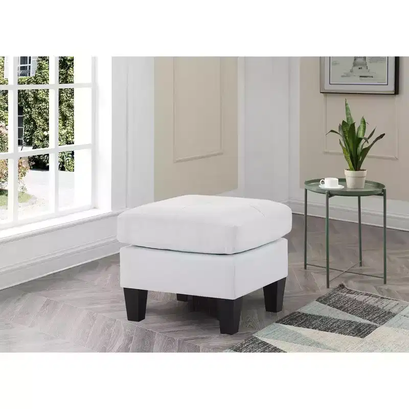 Passion Furniture Newbury Faux Leather Upholstered Ottoman