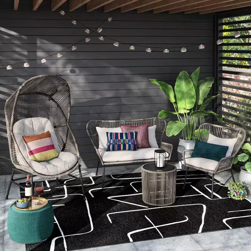 Steel and Wicker Latigo Rust Resistant Outdoor Patio Loveseat Arm Chair Gray - Threshold™