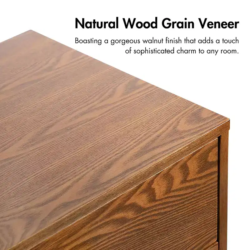 HOMES: Inside + Out Riverstone Mid-Century Modern 2 Drawer Nightstand Walnut