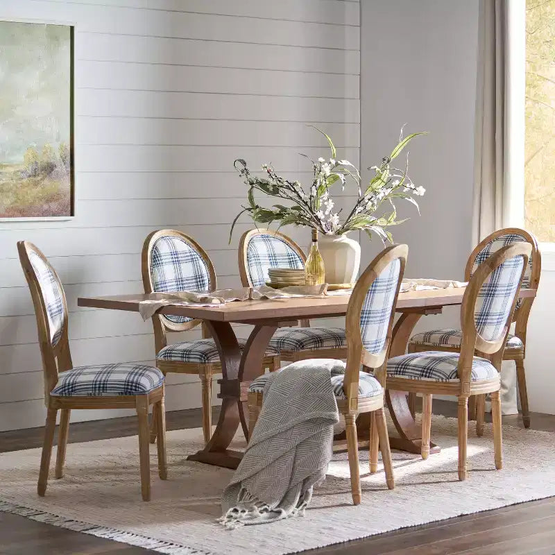 Christopher Knight Home Derring 7 Pieces French Country Upholstered Wood Expandable Dining Set