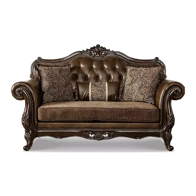 HOMES: Inside + Out Frazer 73" Loveseat Traditional with Nailhead Trim Brown