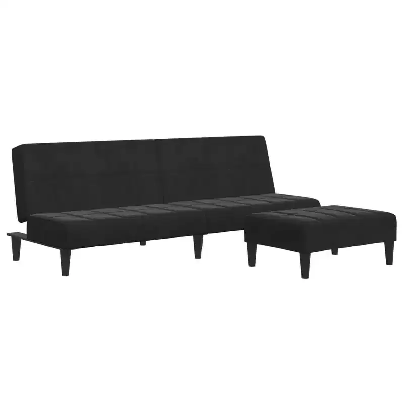 Sofa Bed Dark Green Velvet, Wood, Foam, Plastic 2-Seater Foldable
