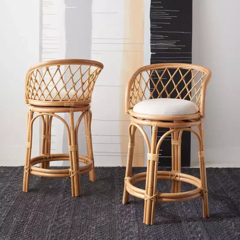 Yuta Rattan Counter Stool W/ Cushion - BST6504 - Safavieh