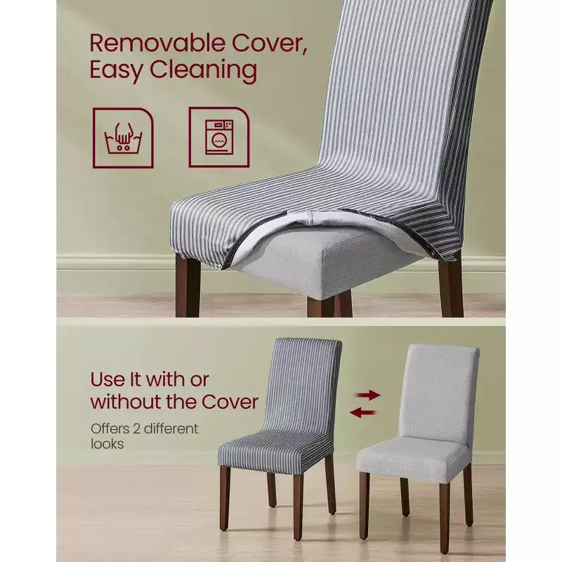 VASAGLE Dining Chairs, Set of 2 Chairs, Parsons Chairs, Thick Seat, Removable Fabric Cover, High Back, 22.8 x 18.9 x 39.4 Inches