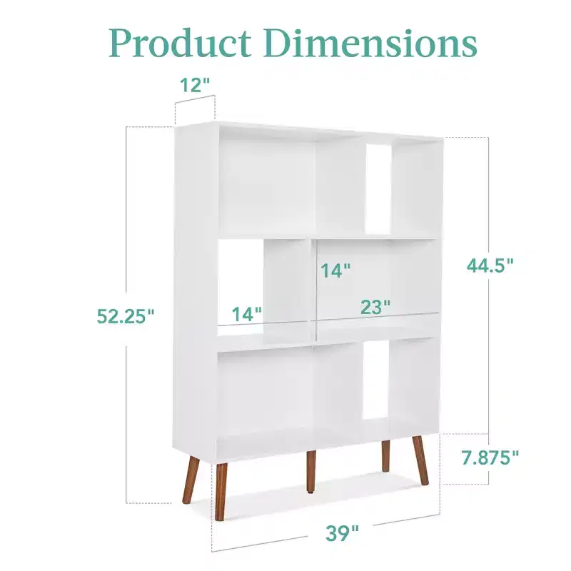 Best Choice Products 3-Tier Mid-Century Modern Wooden Bookcase w/ Removable Back Panels, Offset Pine Legs
