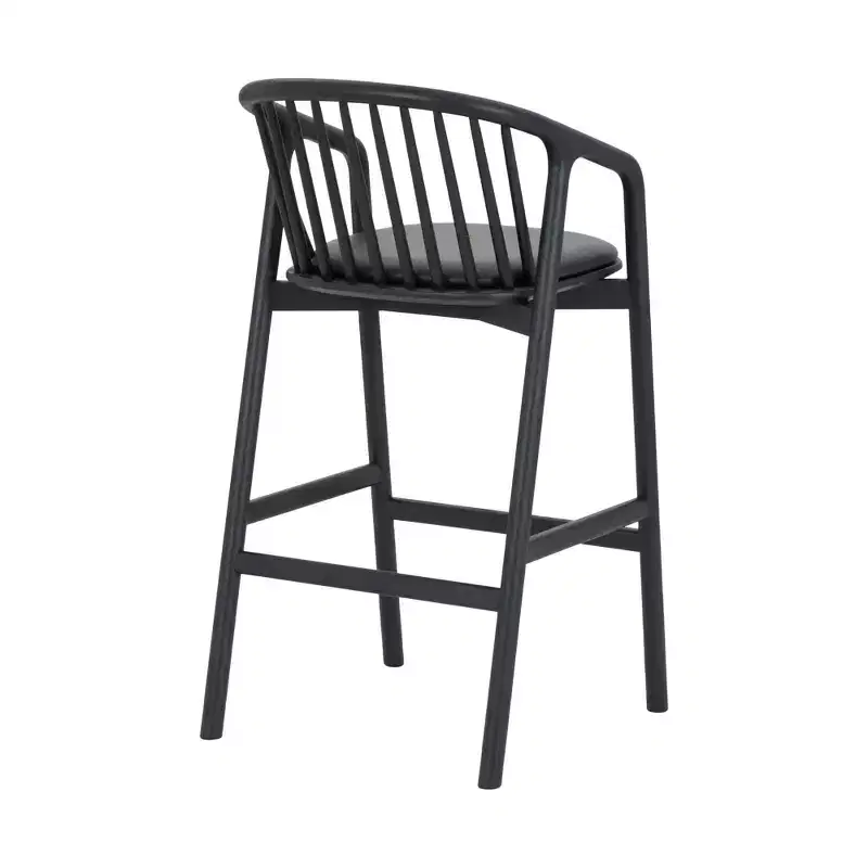 Armen Living Echo Wood and Faux Leather Barstool