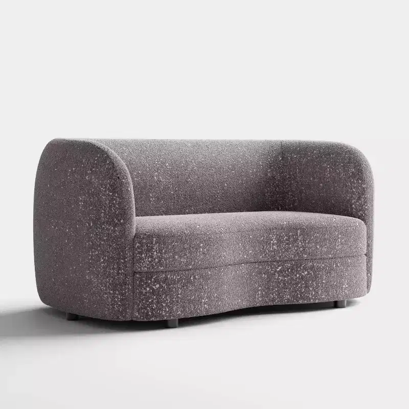 HOMES: Inside + Out 63.75" Pinehush Boho Curved Boucle Fabric Loveseat with Pocket Coil Cushions