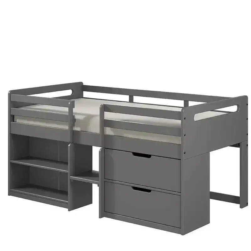 77"Twin Loft Bed Fabiana Loft and Bunk Bed Gray Finish - Acme Furniture