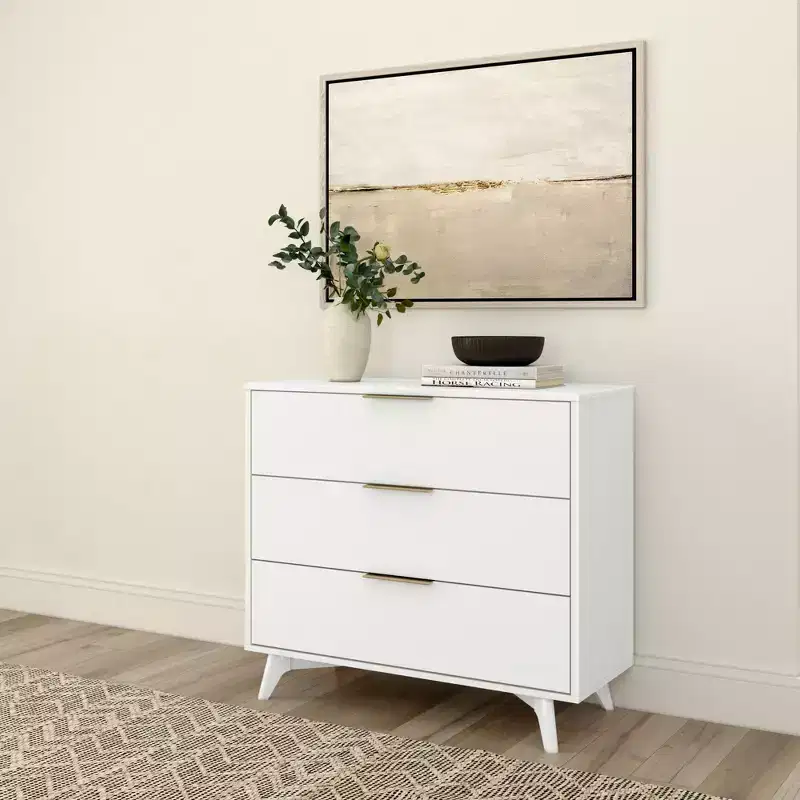 Plank+Beam 3 Drawer Dresser with Brass Handle