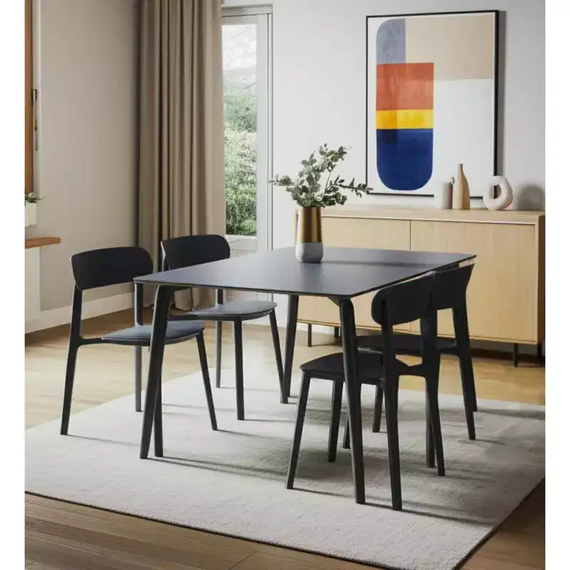 Set of Four Gray Heavy Duty Plastic Dining Side Chairs