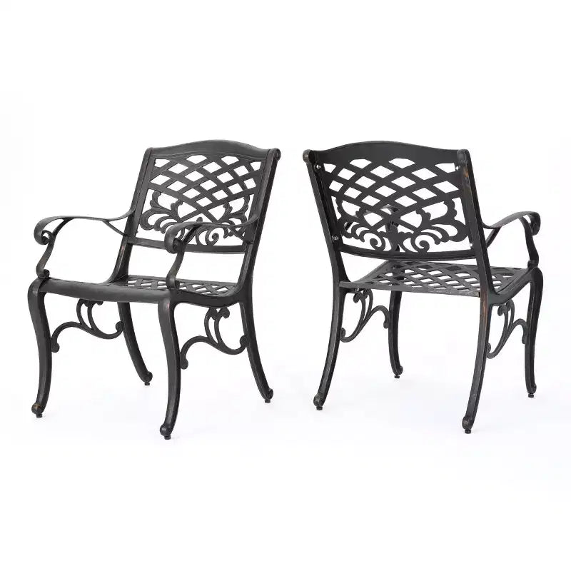 GDFStudio Prague Outdoor Cast Aluminum Dining Chairs (Set of 2)