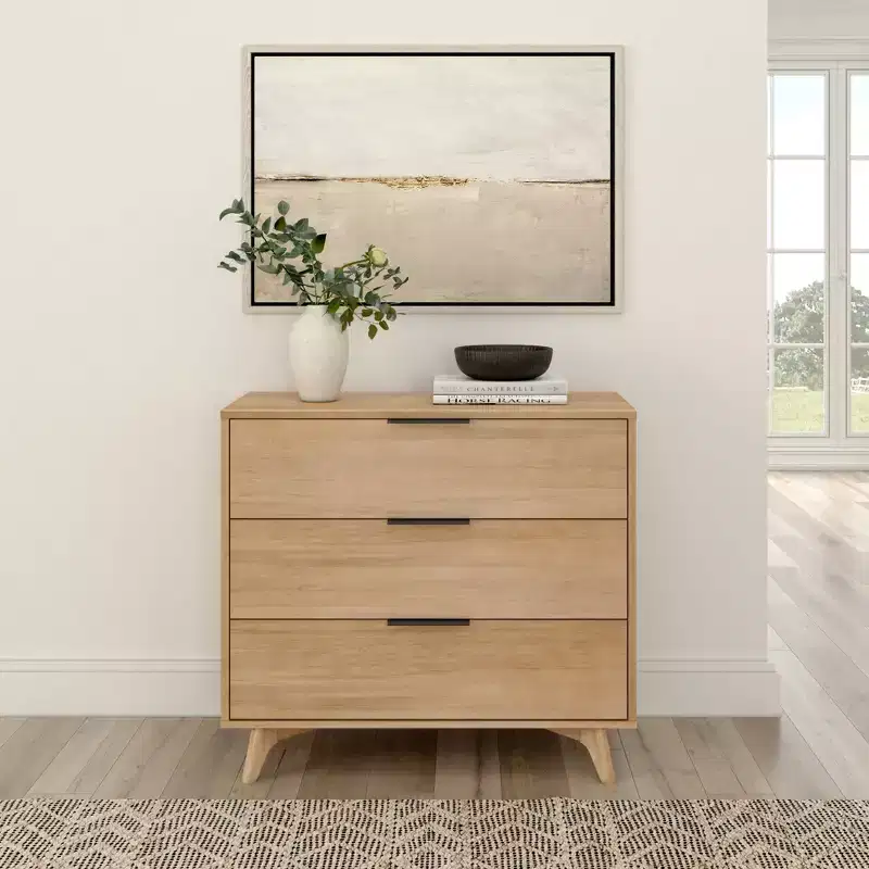 Plank+Beam 3 Drawer Dresser with Brass Handle