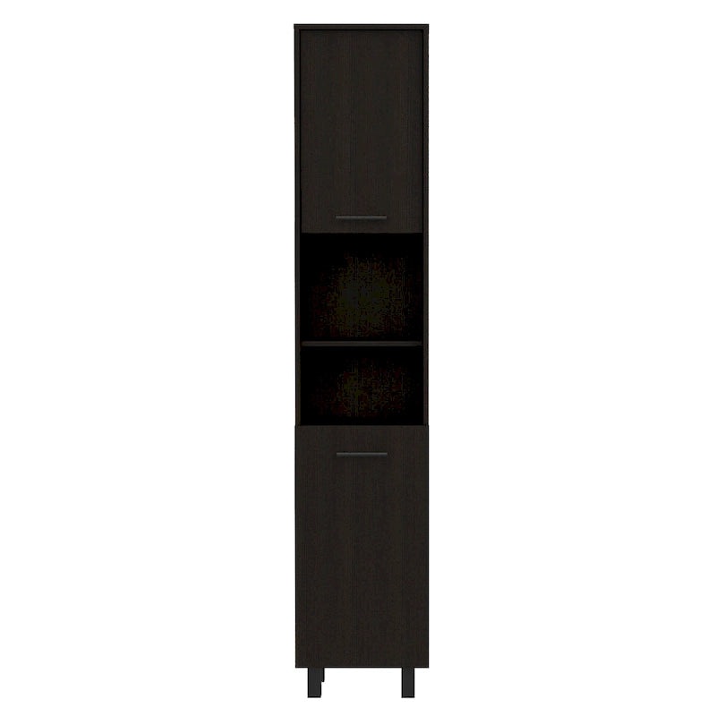 TUHOME Hobart Pantry with 2 Cabinets and 2 Open Shelves, Aluminum Handles and Hinges - N/A