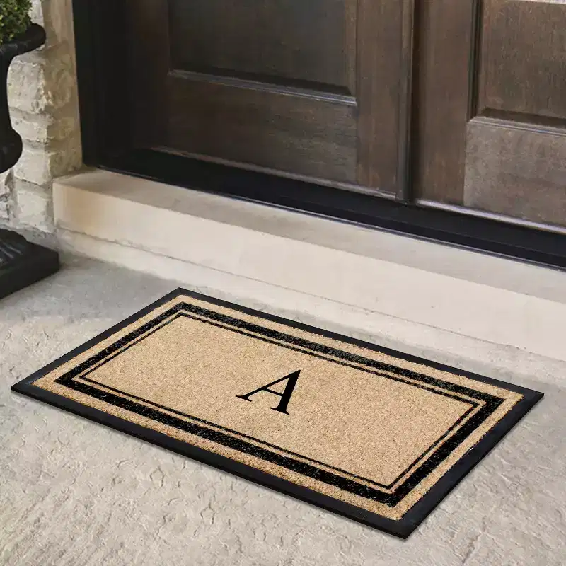 A1HC Personalized Monogram Rubber Coir Door Mat 24 x 48  Custom Front Door Mat with Non-Slip Rubber Backing for Entryway, Porch & Patio
