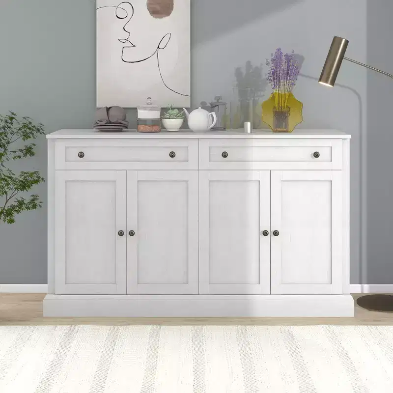 GDFStudio Philip 58 Sideboard Buffet Cabinet with Drawers and Adjustable Shelves